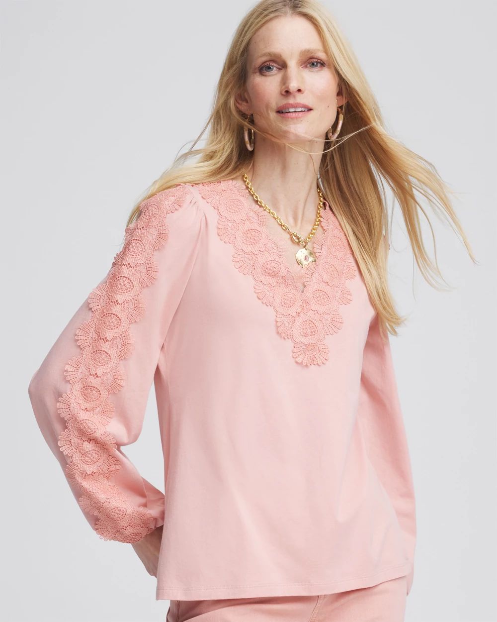 Scalloped-Lace Pima Top | Chico's Scalloped-Lace Pima Top | Chico's